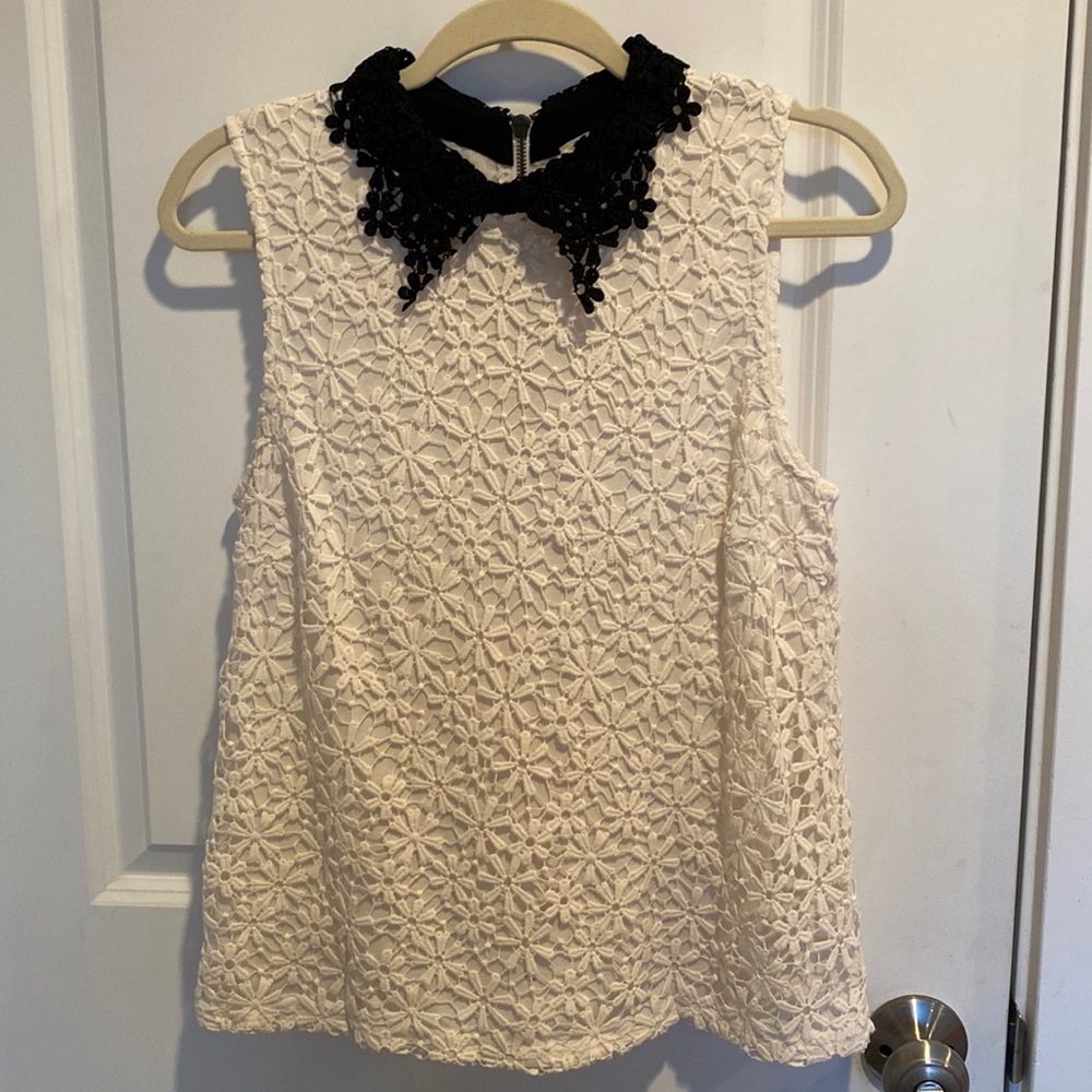 Anthropologie Sleeveless lace collar top